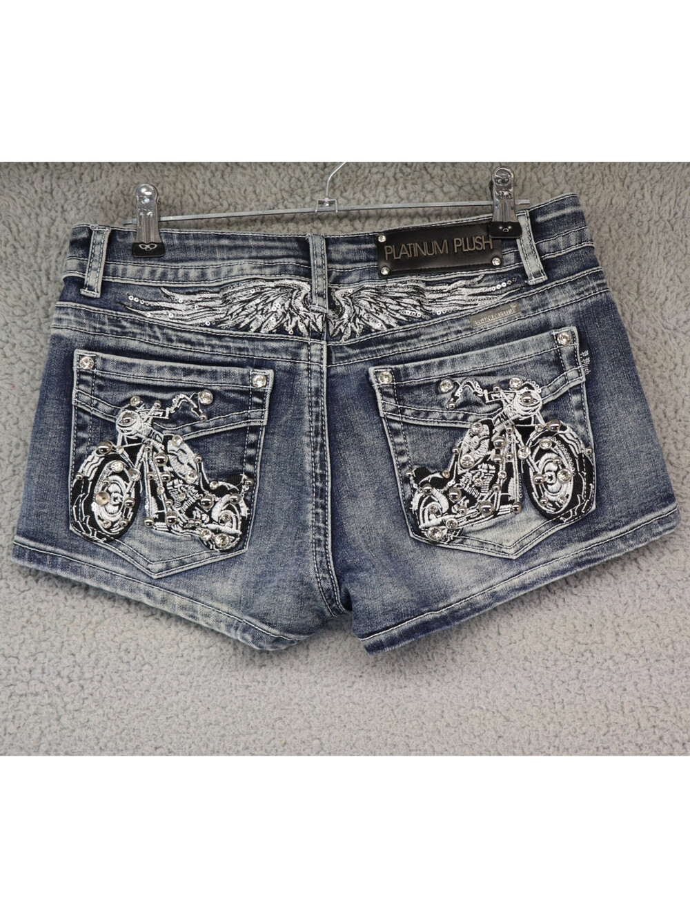 Platinum Plush Women Small Denim Cut-Off Shorts Studded Bike